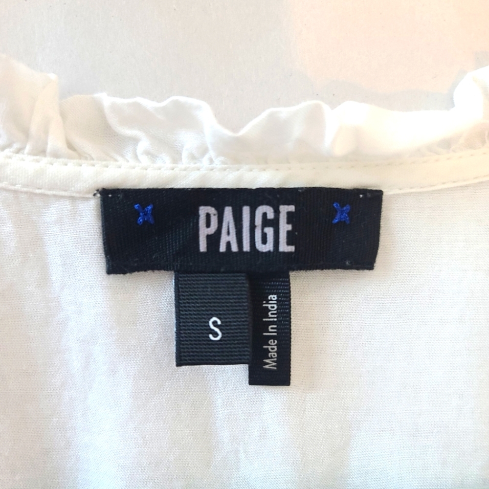 PAIGE Jaslene Long Sleeve Tassels Tiered Mini Dress In White Size Small - Picture 5 of 14